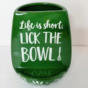 Temptations Utensil Holder Temp-Tations Tara Old World Green Lick The Bowl Vase